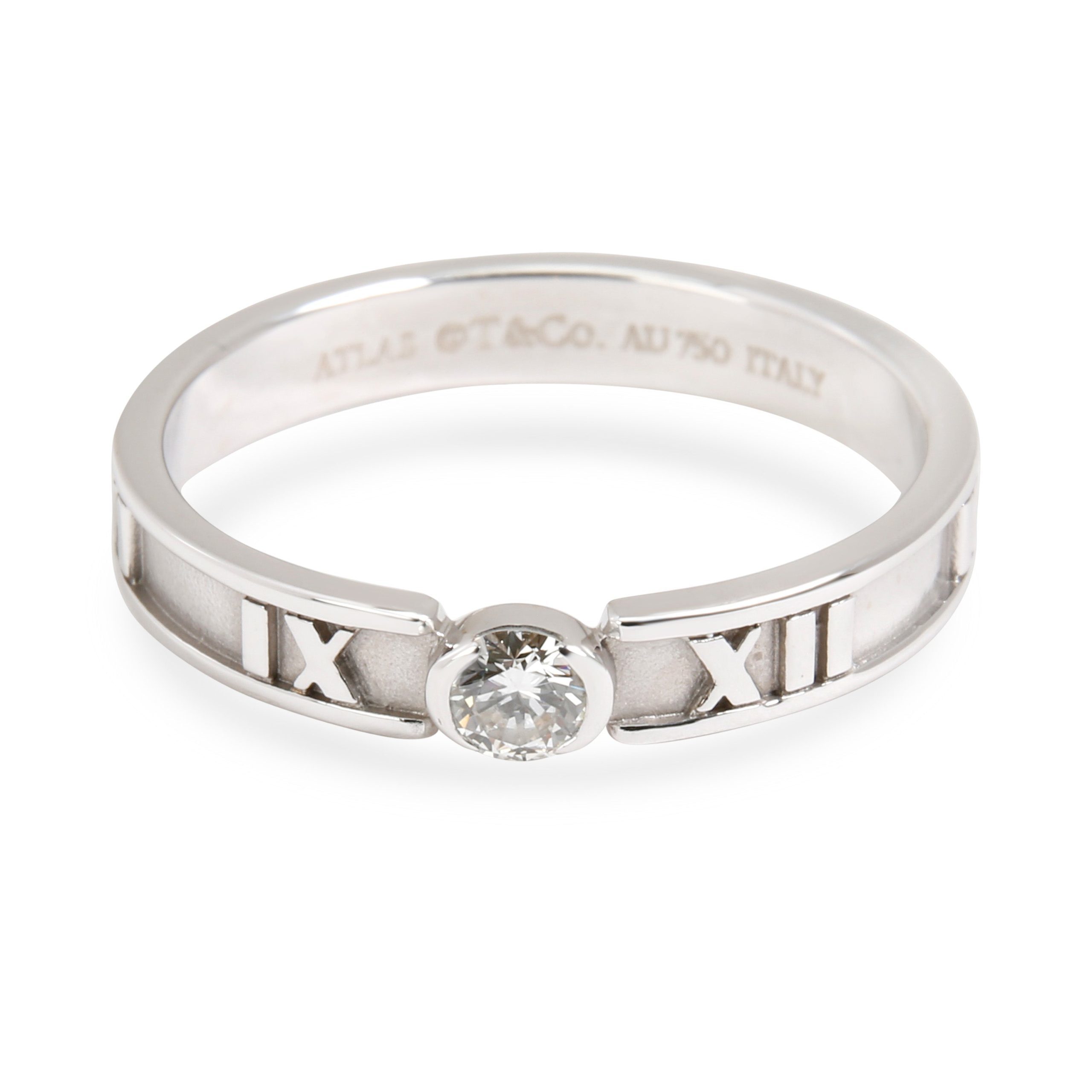 Tiffany  Co Atlas 33 Mm Wide Diamond Band In 18k White Gold 012 Ct